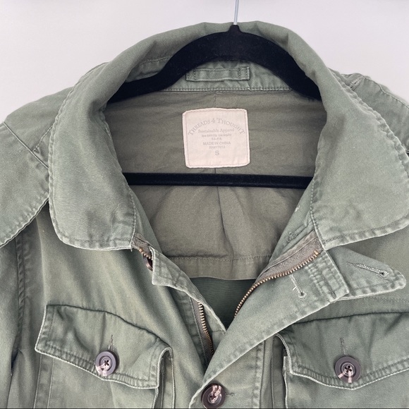 THREADS 4 THOUGHTS Forest Army Green Military Anorak Hooded Jacket S - Picture 2 of 10